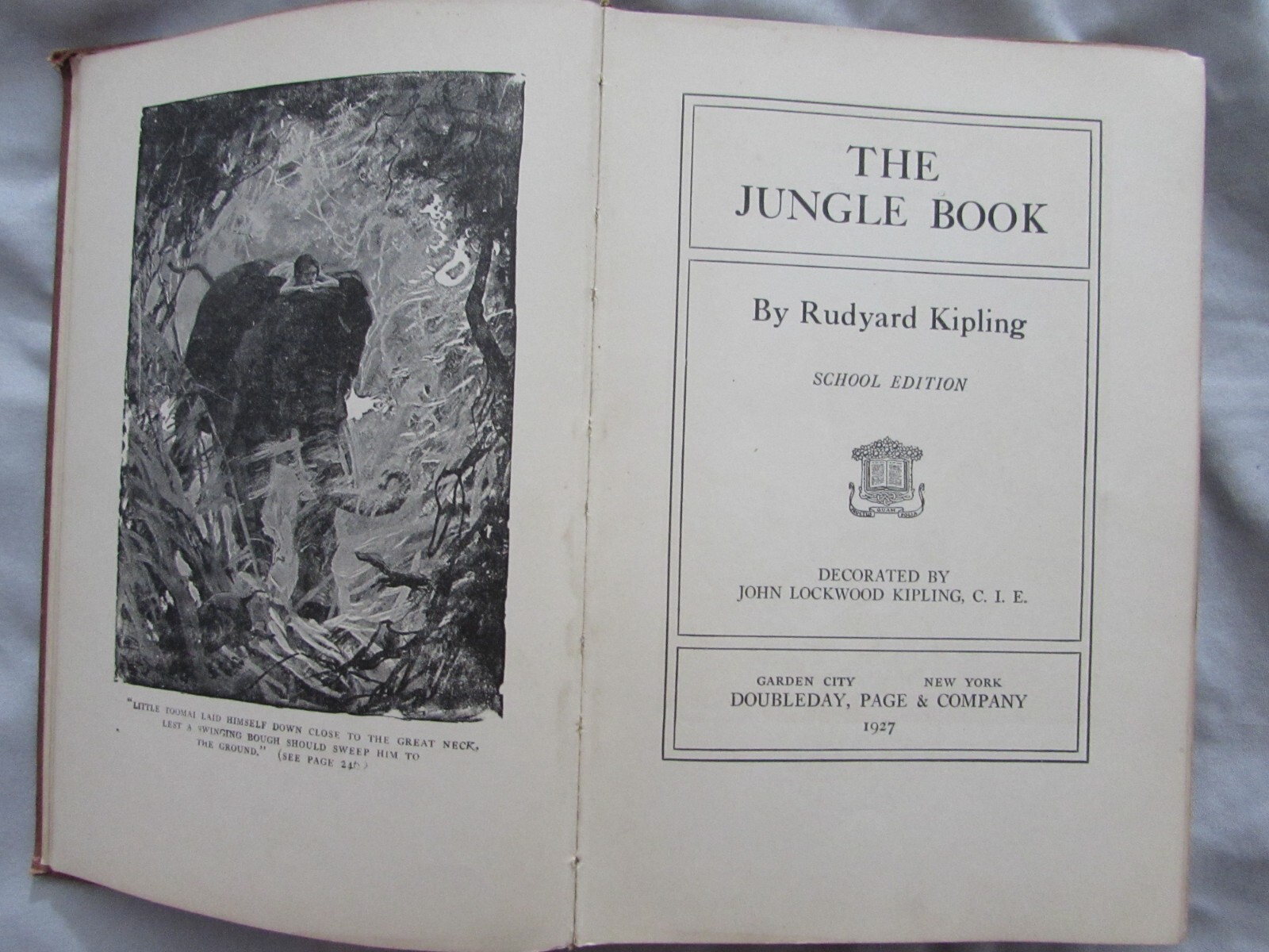 The Jungle Book Rudyard Kipling School Edition Book Vintage Rare Antique Classic