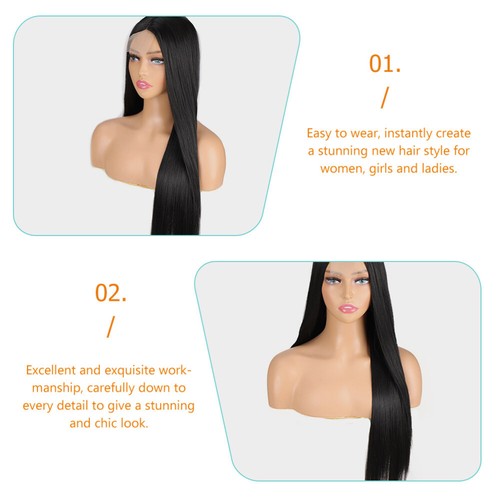Lange Schwarze Gerade Haarperücke Damen Synthetische Perücken Für Frauen - 第 5/10 張圖片