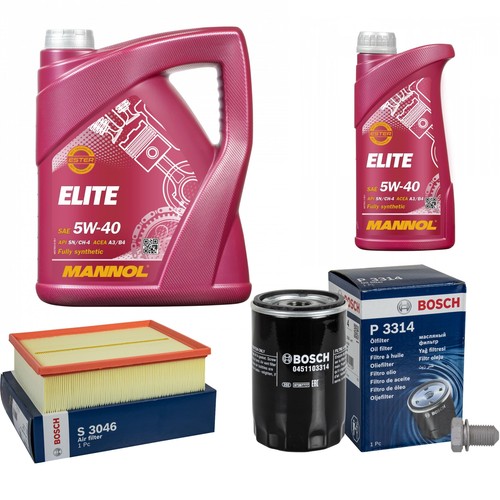 BOSCH Inspektionspaket 6L MANNOL Elite 5W-40 für Audi Seat A4 8EC B7 8E2 B6