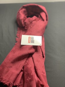 Louis Vuitton LV Logo Monogram Shine Oversized Silk Scarf Shawl Cherry Red | eBay