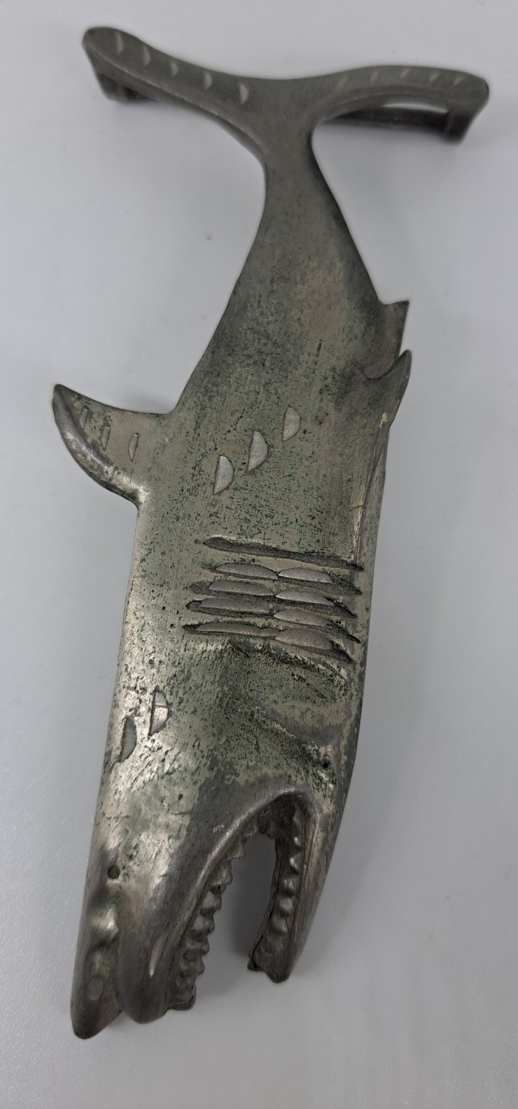 Vintage Pewter Shark Belt Buckle Gem