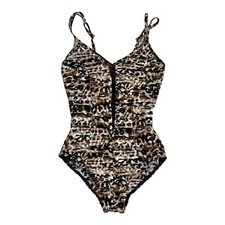 NEW Miraclesuit Wild Side Animal Print Mesh Plunge One-Piece Swimsuit SIZE 10