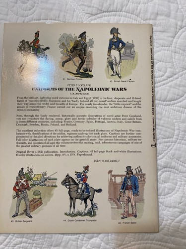 *1982 PETER F. COPELAND *UNIFORMS OF THE NAPOLEONIC WARS COLORING BOOK #AA108.1 - Picture 2 of 2