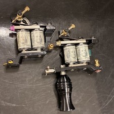 2PCS Money Design Tattoo Machines 10 Wrap Coils Steel Tattoo Gun Liner