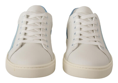 DOLCE & GABBANA Shoes White Blue Leather Low Top Sneakers