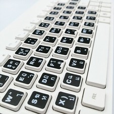 2 White Letters THAI English Keyboard Stickers Decal Fonts for Laptop Desktop PC