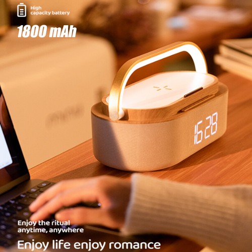 Bluetooth Speaker-FM Radio-15W Wireless Charger-Digital Alarm Clock Night Light - Photo 13 sur 14