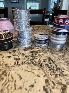 18 Lot Red white blue YARDS SPOOL RIBBON PARTY GIFT WRAP WEDDING DECOR crafts
