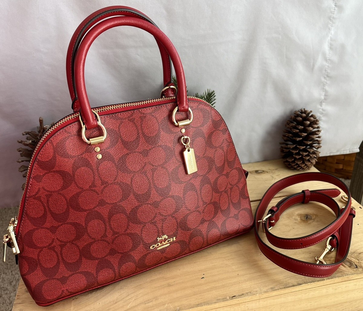 NWOT COACH 2558 Katy Satchel In Signature Canvas & Leather 1941