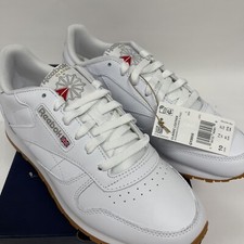 Reebok Womens Classic Leather Tennis Shoes White/Gray/Rubber Gum Sole Choose Sz