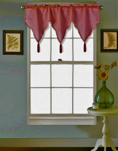 1 STCK. KUNSTSEIDE HALBTRANSPARENT ASCOT FENSTER VOLANT KÜCHE RESTAURANT SALON DEKOR - Bild 5 von 33