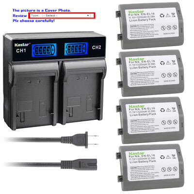 Kastar Battery LCD Dual Rapid Charger for Nikon EN-EL18 & Nikon D4 Digital SLR