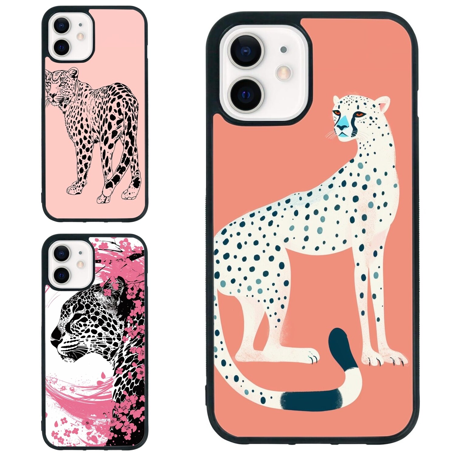 For iPhone XS XR 6 7 8 Plus SE 2nd 3rd cheetah black orange Plastic TPU