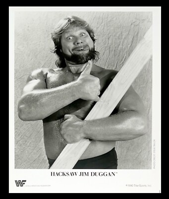 WWE HACKSAW JIM DUGGAN OFFICIAL LICENSED ORIGINAL 8X10 PROMO PHOTO FROM 1990