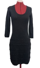 CALVIN KLEIN Charcoal Gray XS Sweater Knit Stretch Midi Dress Long Sleeve