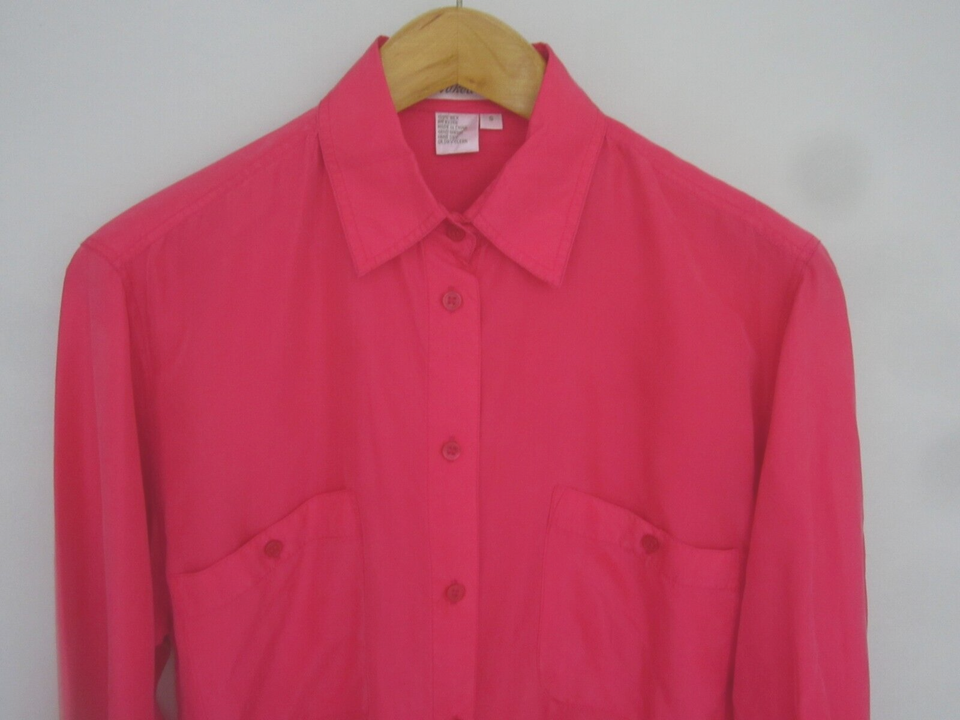 Naked Silk Womens Small Hot Pink Long Sleeve Button Blouse Shirt