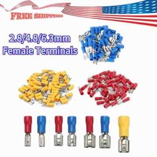 100-200PCS 2.8/4.8/6.3mm Vinyl Insulated Female Spade Terminals Wire Connectors
