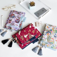 A5 A6 Hobonichi Style Peacock Crane Phoenix Theme Cloth and PU Journal Cover
