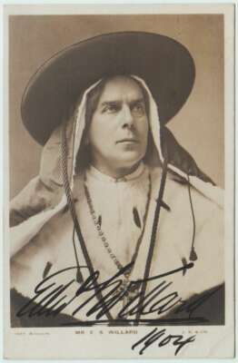 Autograph Autogramm E. S. WILLARD Edwardian actor Schauspieler handsigniert 1904
