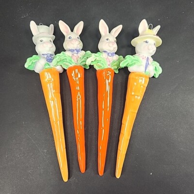 Easter Springtime Harvest Rabbit Torso With Carrot Handmade Keepsake Ornament 4