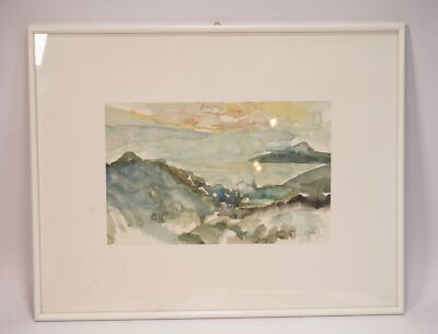Original Aquarell M. Seitz 1979 Ansicht auf die Kaiserberge Schwäbische Alb