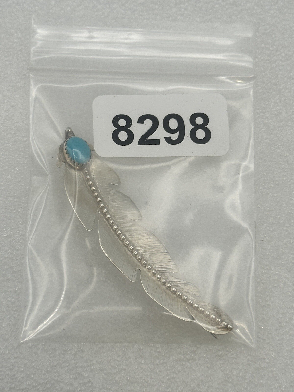 Sterling Silver Feather Brooch With Turquoise Cab… - image 11