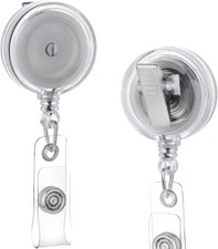 2-Pack Retractable ID Badge Reels with Alligator Clip, Clear Holder
