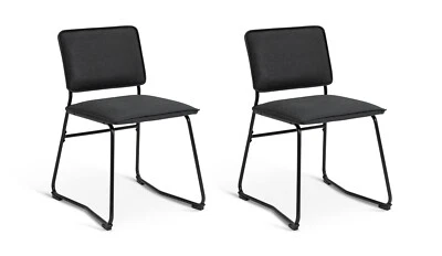Loft Living Pair of Faux Leather Dining Chairs - Black | Modern Kitchen - Image 1 of 4