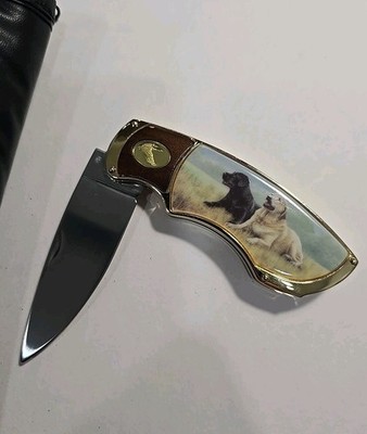Franklin Mint Collectors Knife Retrievers Dogs Pocket Knife With Case