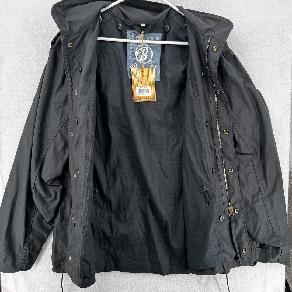 Brandit Jacket Mens Large Black M65 Field Military Style Hooded Parka Coat NWT - Image 3 of 4