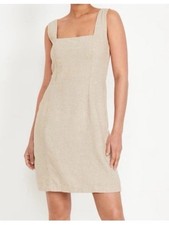 Old Navy Neutral Tan Beige Linen Blend Square Neck Sleeveless Mini Dress XL