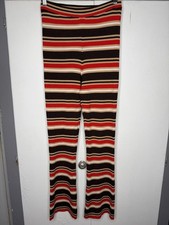 Marni x Uniqlo Womens Medium Striped Ribbed Knit Flare Wool blend Pants Brown