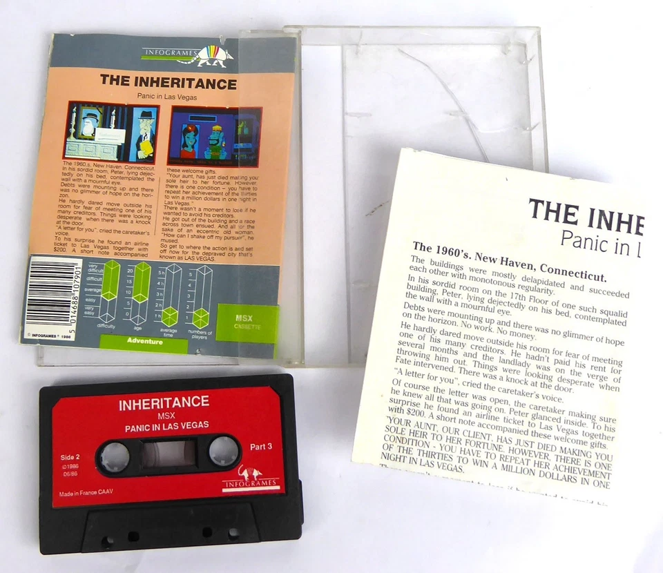 MSX Tape in OVP -- INHERITANCE (Infogrames) -- Kassette - Bild 2 von 2