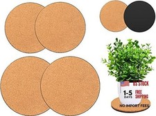 Set of 2 Cork Plant Coasters - 4/6 Inch Mats - Cork 4-6 Inch