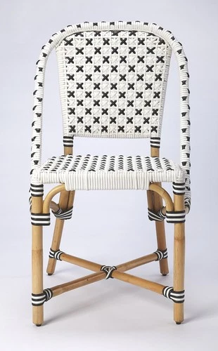 Coastal Rattan Side Chair | Butler Specialty-Black and White - Picture 3 of 9