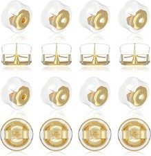 18K Gold Secure Earring Backs for Studs, 925 Silver Silicone