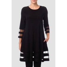 Joseph Ribkoff Tunic Style 171172 Black Mesh Trim A-Line Dress Womens Size 6