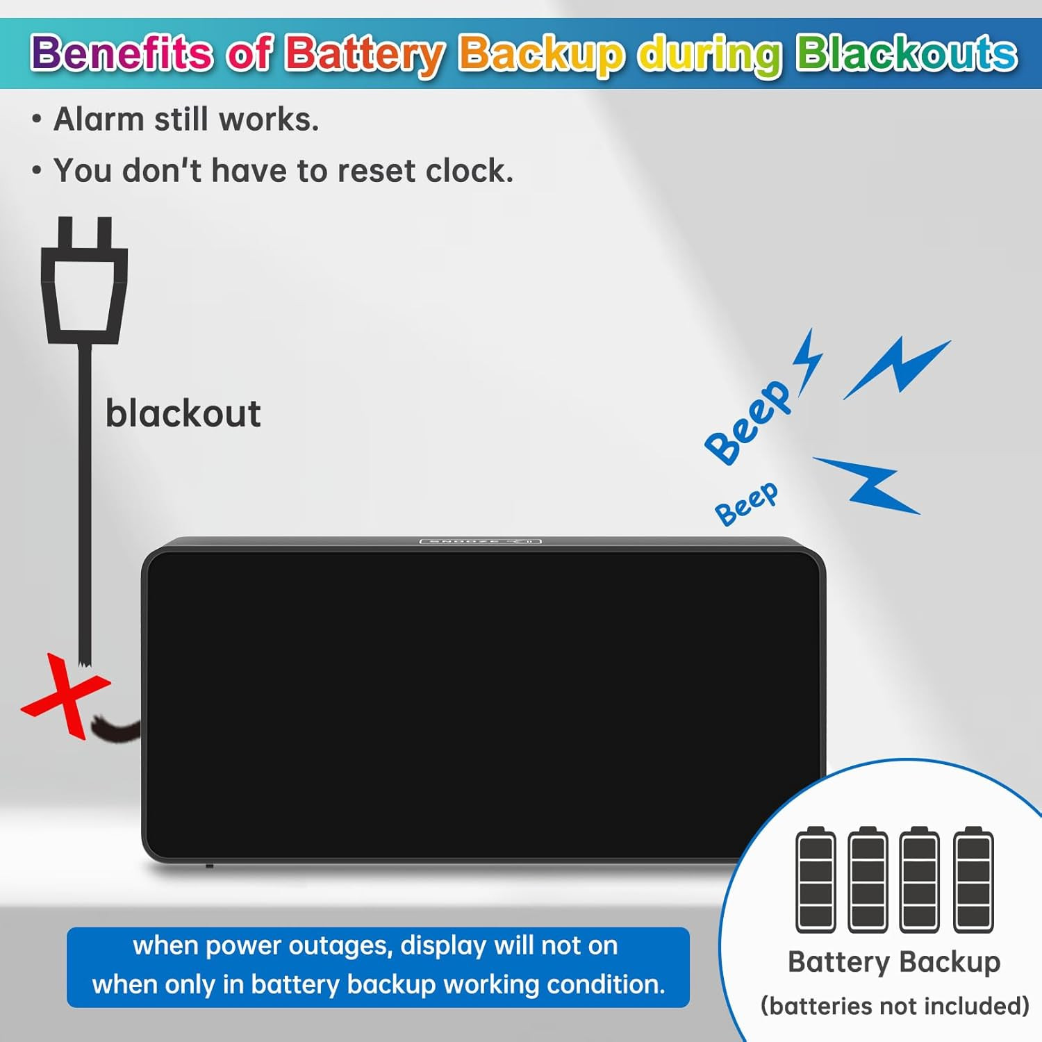 Digital Alarm Clock for Bedroom Bedside, Extra Loud for Heavy Sleepers Adults, L