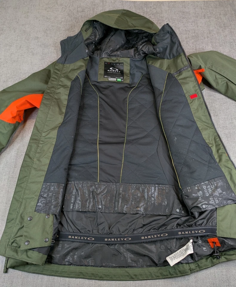 Chaqueta Oakley Hombres S Verde Naranja Snowboard Esquí Técnico Bidzone Con Capucha Gorpcore Foto 4 de 4