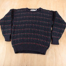 Quills Woolen Market Ireland striped cable knit wool fisherman sweater 40 tag