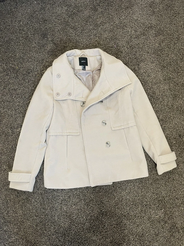 Abrigo grande Forever 21 de guisante de doble botonadura para mujer Foto 3 de 4