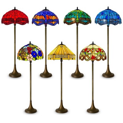 Vintage Tiffany Stil Stehlampe Handarbeit Buntglas Leselampe