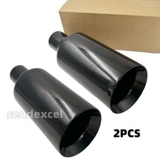 2x Black Exhaust Tip 5 Big 2.5 Inlet 12 L Angle Double Wall For Dodge Durango 2x Black Exhaust Tip 5 Big 2.5 Inlet 12 L Angle Double Wall For Dodge Durango