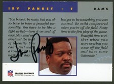 1991 Pro Line Portraits Irv Pankey - Los Angeles Rams Autograph 