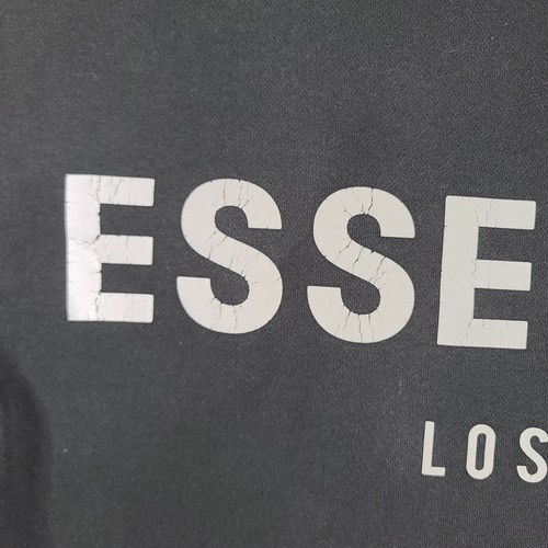Essentials Hoodie Mens Fear Of God Los Angeles Black Reflective Sz S Faded - Picture 3 of 12