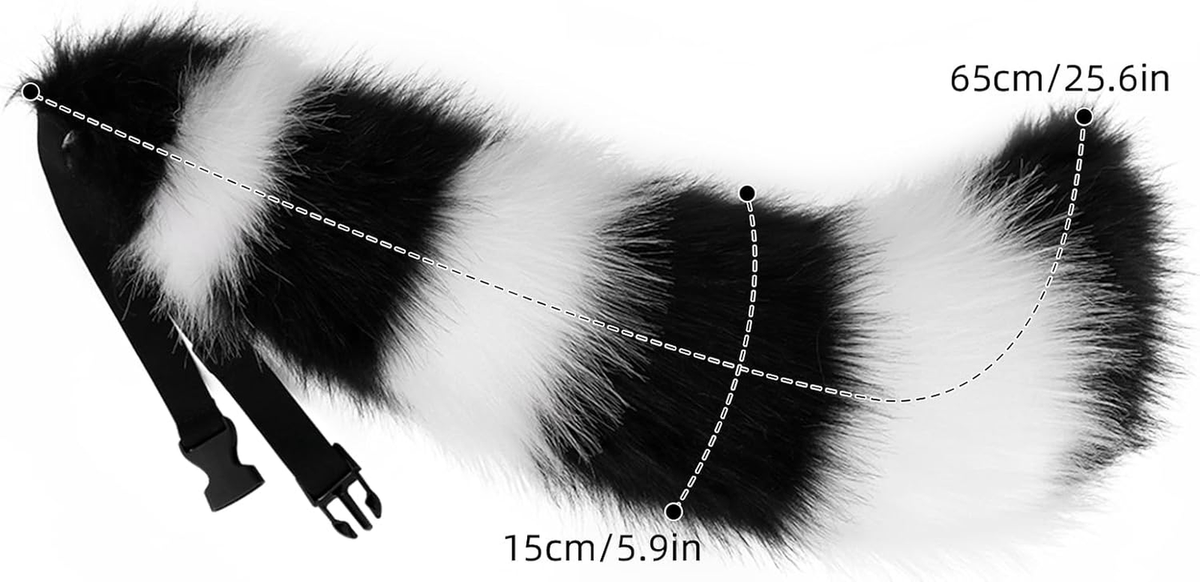 JUNBOON Faux Fur Animal Tail For Cosplay & Halloween Costume - Wolf Fox Puppy Tail