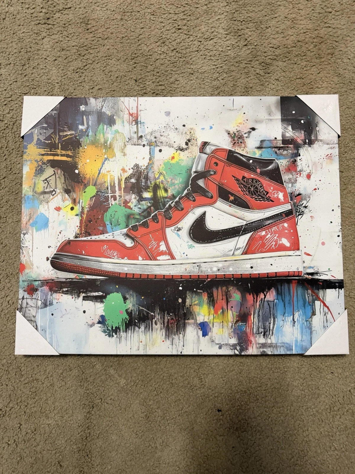 Shoes Art Air Jordan Modern Painting Wall Art Canvas Framed Print Art 16 X 20