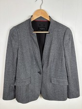 Talbots Aberdeen Women's Size 6 Gray Herringbone One Button Blazer Jacket