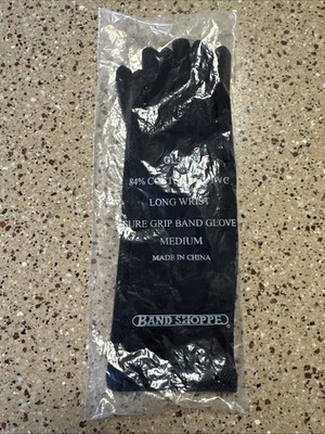 Band Shoppe Black Gloves Long Wrist Sure Grip Medium GL301 B New In Package