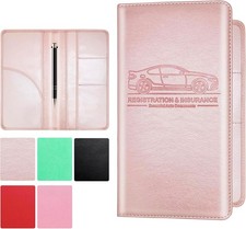 Car Registration and Insurance Card Holder, Leather Vehicle Insurance Rose gold